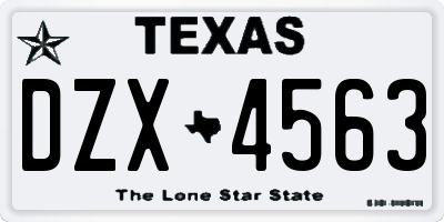 TX license plate DZX4563