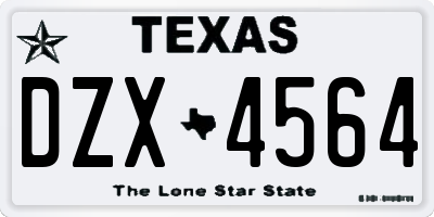 TX license plate DZX4564