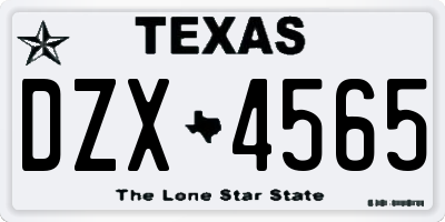TX license plate DZX4565