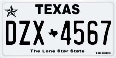 TX license plate DZX4567