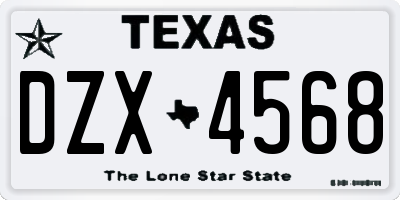 TX license plate DZX4568