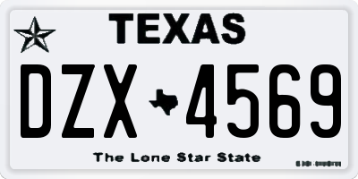 TX license plate DZX4569