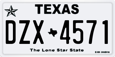 TX license plate DZX4571