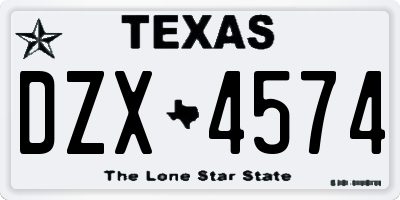 TX license plate DZX4574