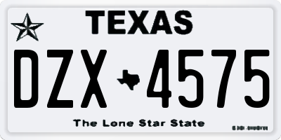 TX license plate DZX4575
