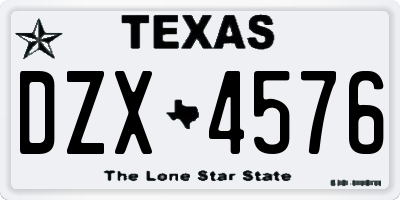 TX license plate DZX4576