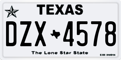 TX license plate DZX4578