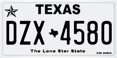 TX license plate DZX4580