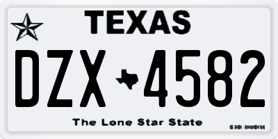 TX license plate DZX4582