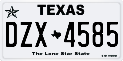 TX license plate DZX4585