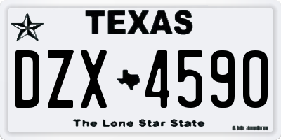 TX license plate DZX4590
