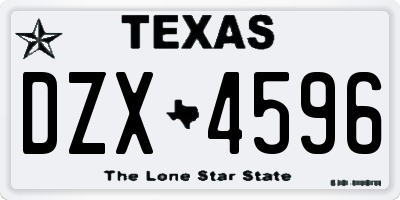 TX license plate DZX4596