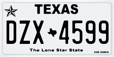 TX license plate DZX4599