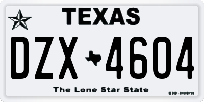TX license plate DZX4604