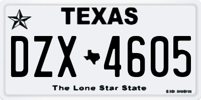 TX license plate DZX4605