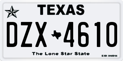 TX license plate DZX4610
