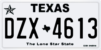 TX license plate DZX4613