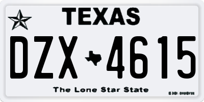 TX license plate DZX4615