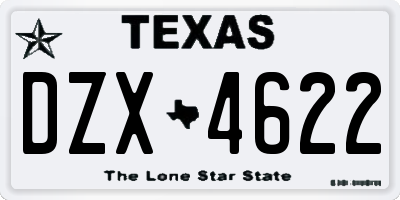 TX license plate DZX4622