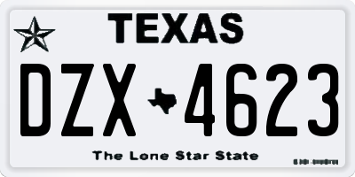 TX license plate DZX4623