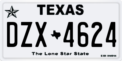 TX license plate DZX4624