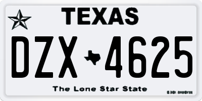 TX license plate DZX4625