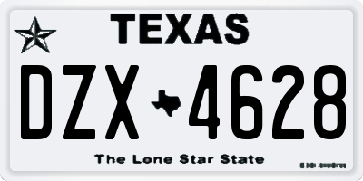 TX license plate DZX4628