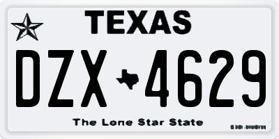 TX license plate DZX4629