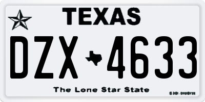 TX license plate DZX4633