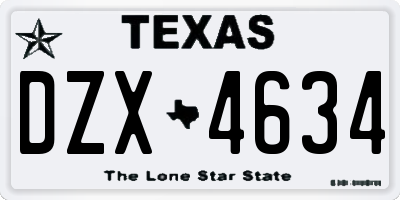 TX license plate DZX4634