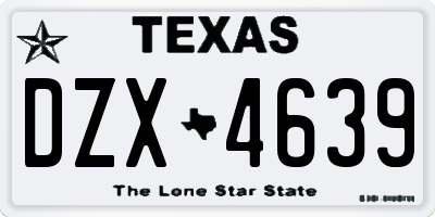 TX license plate DZX4639