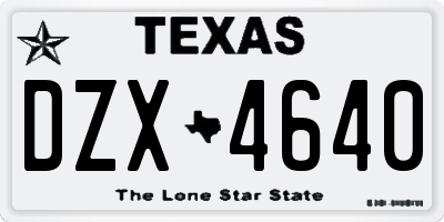 TX license plate DZX4640