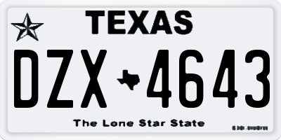 TX license plate DZX4643