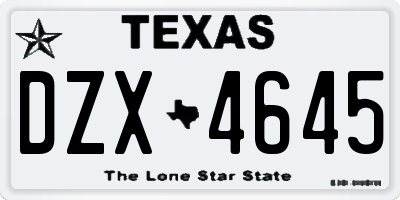 TX license plate DZX4645