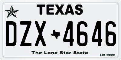 TX license plate DZX4646