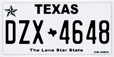 TX license plate DZX4648