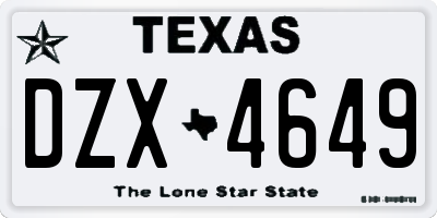 TX license plate DZX4649