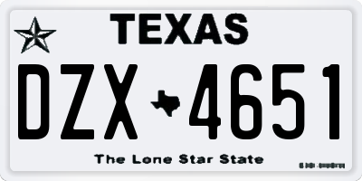 TX license plate DZX4651
