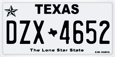 TX license plate DZX4652