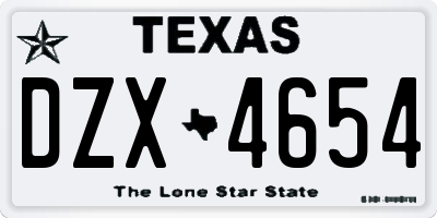 TX license plate DZX4654