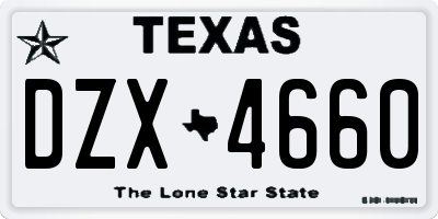 TX license plate DZX4660