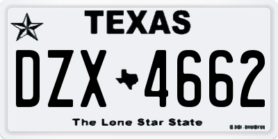 TX license plate DZX4662