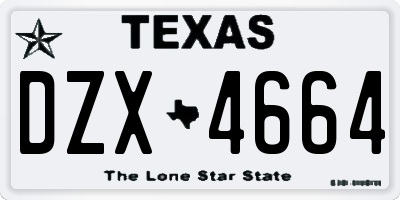 TX license plate DZX4664