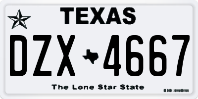 TX license plate DZX4667
