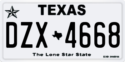 TX license plate DZX4668