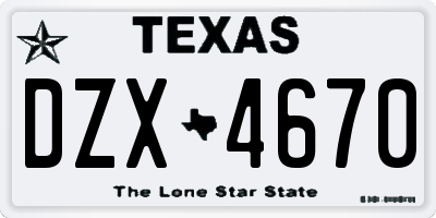 TX license plate DZX4670