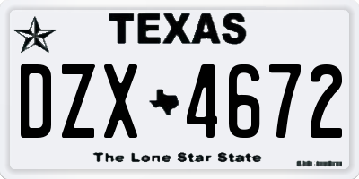 TX license plate DZX4672