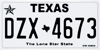 TX license plate DZX4673