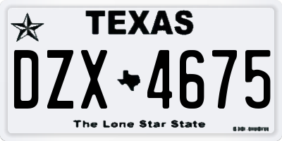 TX license plate DZX4675