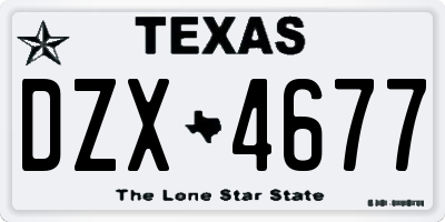TX license plate DZX4677